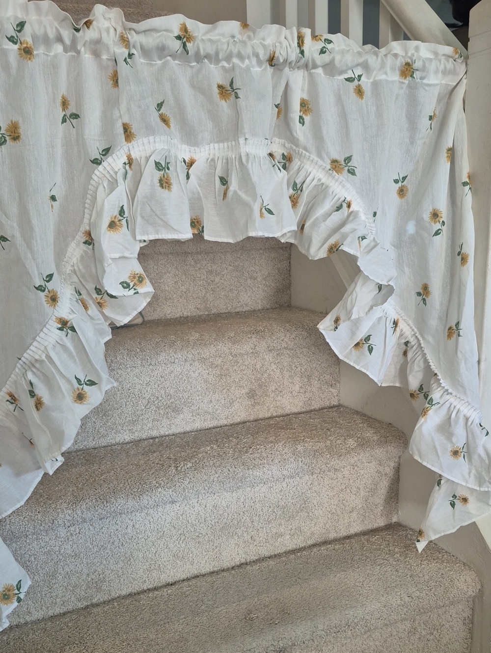 One Piece White Swag Ruffled Curtain 57x37